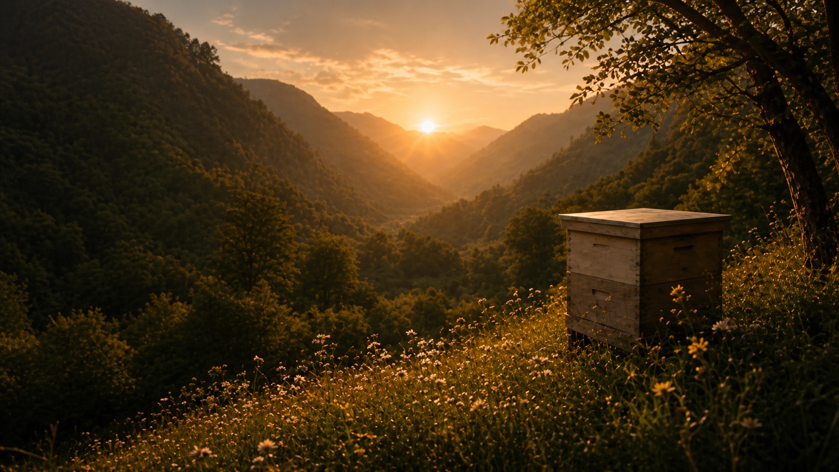 Beehives at the edge of the Colchic forest, near Martvili Canyon.