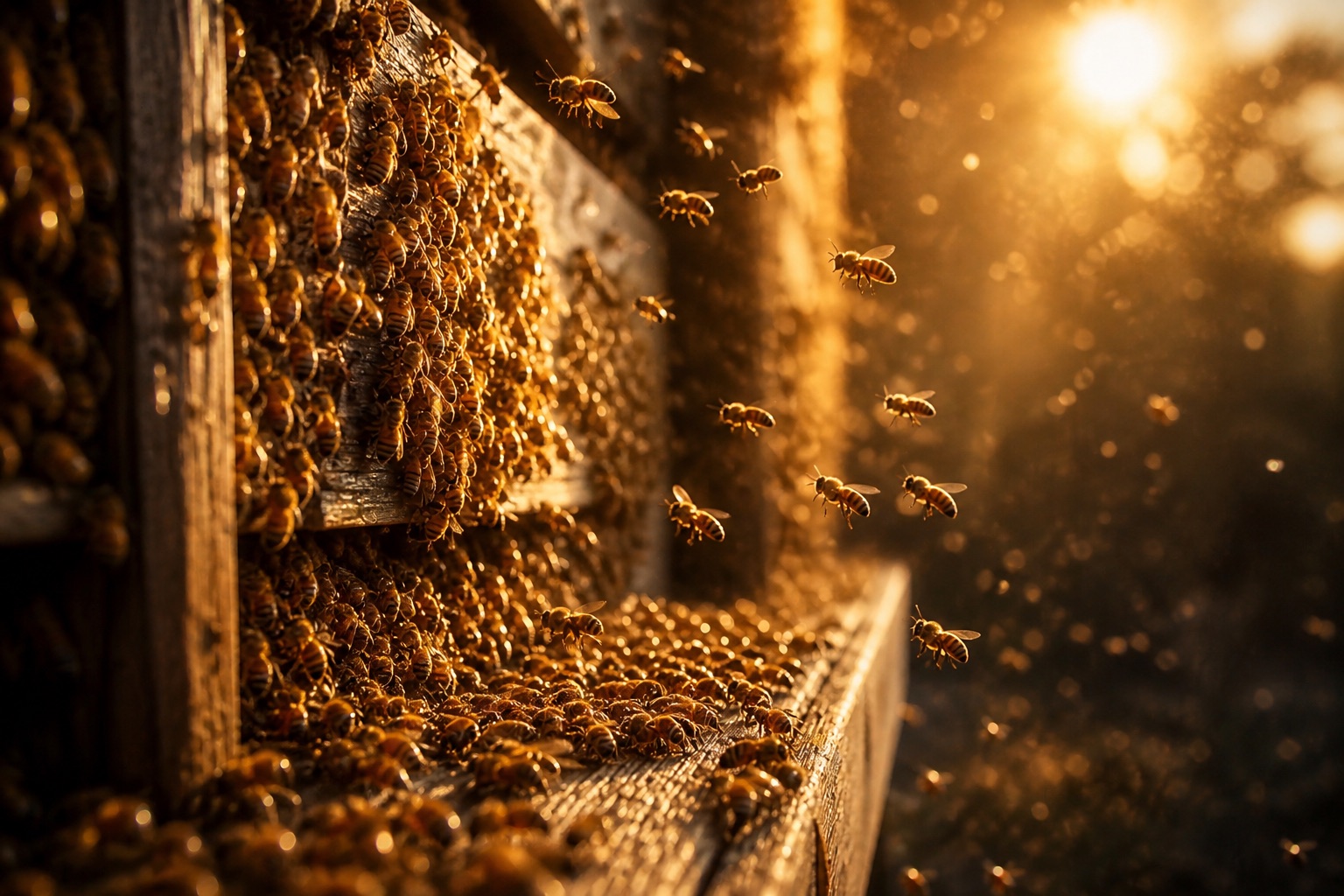 A working hive at the edge of the Colchic forest.